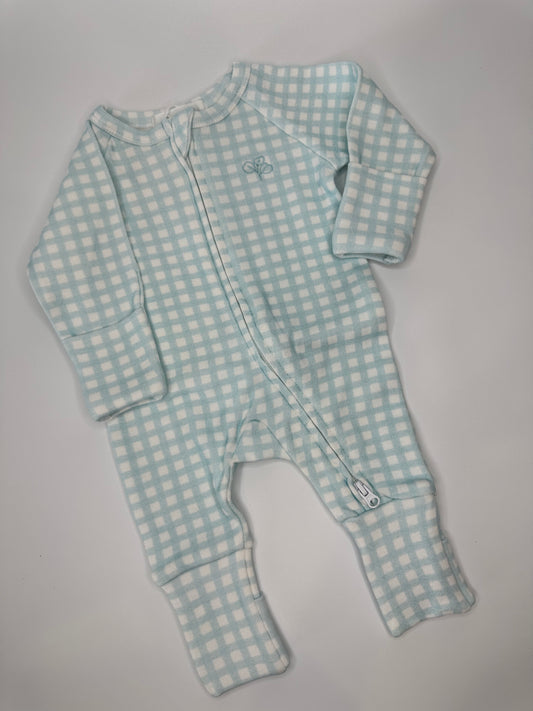 Gingham Growsuit Sky - Homegrown Kids