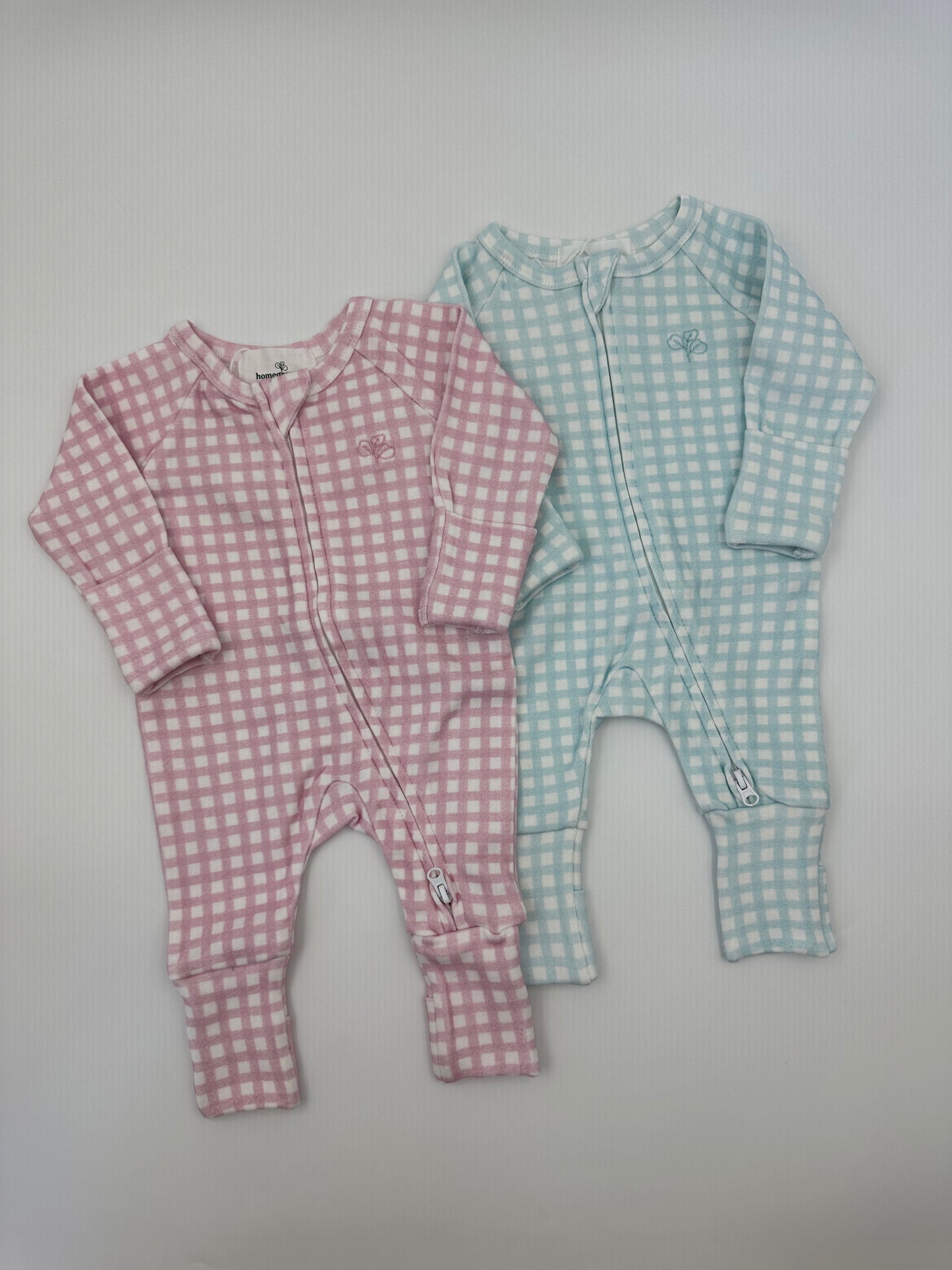 Gingham Growsuit Lotus - Homegrown Kids